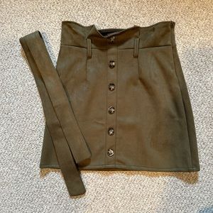 Green suede medium skirt